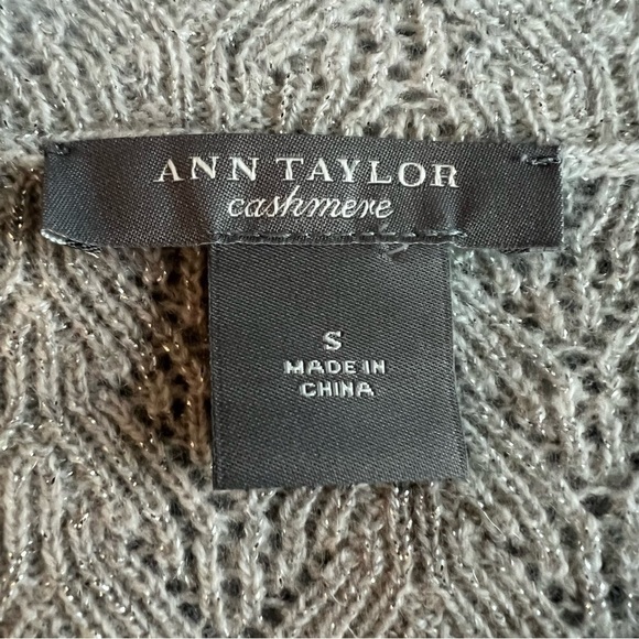 Ann Taylor Cashmere Sweater in metallic crescent cream SZ S - Picture 5 of 5
